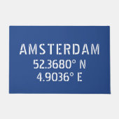 Amsterdam Latitude Longitude Blue Deurmat (Voorkant)