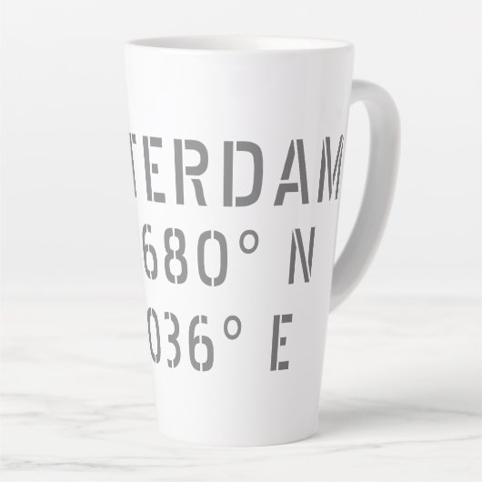 Amsterdam Latitude Longitude Latte Mok (Rechterhoek)