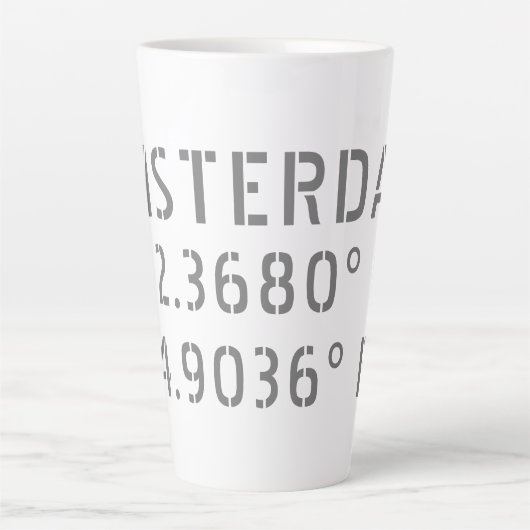Amsterdam Latitude Longitude Latte Mok (Voorkant)