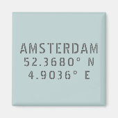Amsterdam Latitude Longitude Magneet (Voorkant)