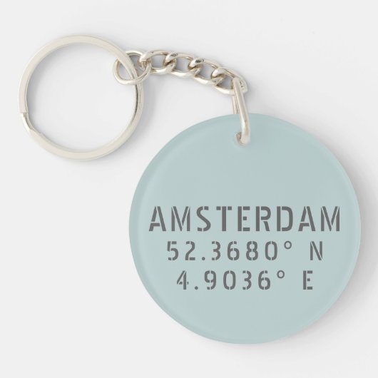 Amsterdam Latitude Longitude Sleutelhanger (Voorkant)
