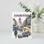 Amsterdam-markt voor bloem briefkaart (Staand voorkant)
