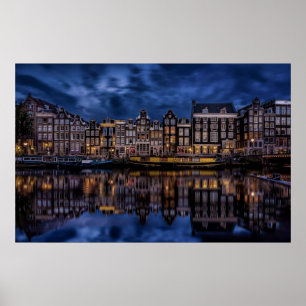 Amsterdam met Kanalen in Dusk Poster