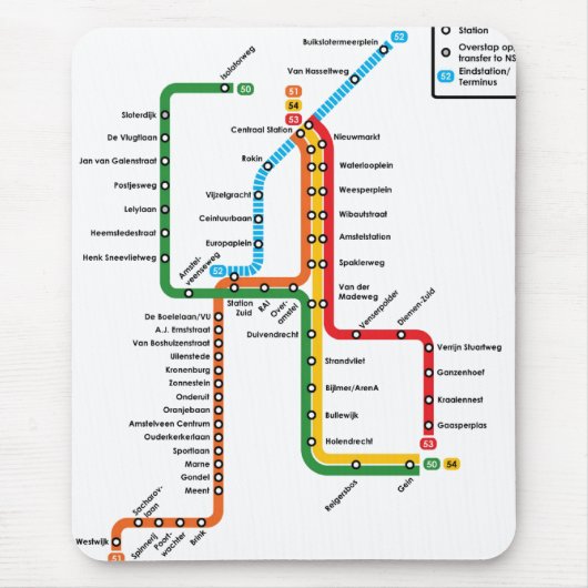 Amsterdam metro Mousepad Muismat (Voorkant)