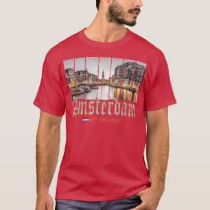 Amsterdam Nederland bij nacht Holland sou T-shirt