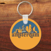 Amsterdam Nederland City Skyline Sleutelhanger (Voorkant)