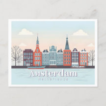 Amsterdam Nederland Damrak Pastel Travel Design