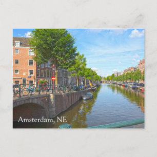 Amsterdam, Nederland Gracht Foto Ansichtkaart Briefkaart