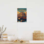 Amsterdam Nederland  Illustratie Reizen Poster (Keuken)
