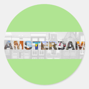 Amsterdam Nederland Kanaalhuizen Foto Ronde Sticker