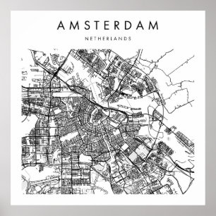 Amsterdam Nederland Minimale Modern Street Map Poster