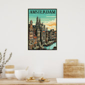 Amsterdam, Nederland, reisposter Poster (Keuken)