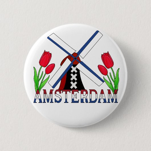 Amsterdam Nederland Ronde Button 5,7 Cm (Voorkant)