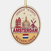 Amsterdam Nederland Skyline Embleem Keramisch Ornament (Rechts)