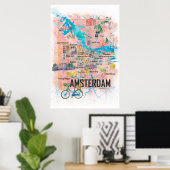 Amsterdam Nederland Stadskaart Poster (Thuiskantoor)