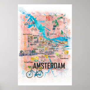 Amsterdam Nederland Stadskaart Poster