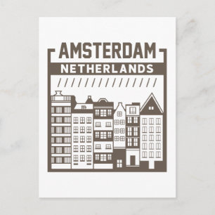Amsterdam Nederland Vintage Stadsgezicht Briefkaart