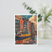 Amsterdam Nederland Vintage Travel Briefkaart (Staand voorkant)