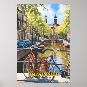 Amsterdam Nederland Vintage Travel Poster