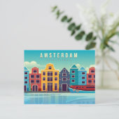  Amsterdam Nederland Waterfront & Boat Briefkaart (Staand voorkant)