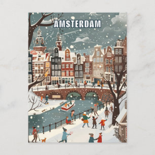 Amsterdam Nederland Winter Reizen Briefkaart