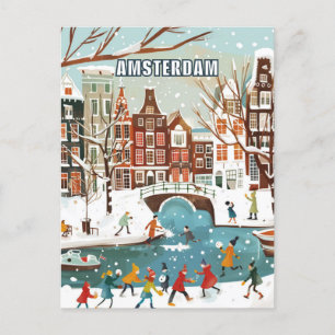 Amsterdam Nederland Winter Reizen Briefkaart