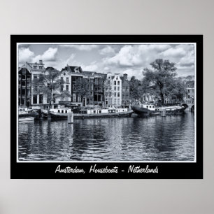 Amsterdam - Nederland, Woonboten (Poster) Poster