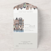 Amsterdam Nederlands landschapslandschap Waterverf All In One Uitnodiging (Buitenkant)