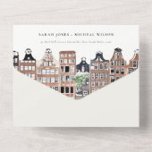 Amsterdam Nederlands landschapslandschap Waterverf All In One Uitnodiging (Achterkant)