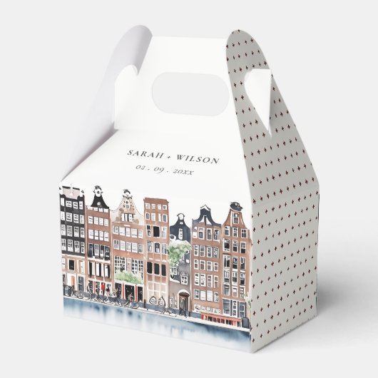 Amsterdam Nederlands landschapslandschap Waterverf Bedankdoosjes (Achterkant)