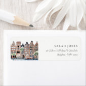 Amsterdam Nederlands landschapslandschap Waterverf Etiket (Insitu)