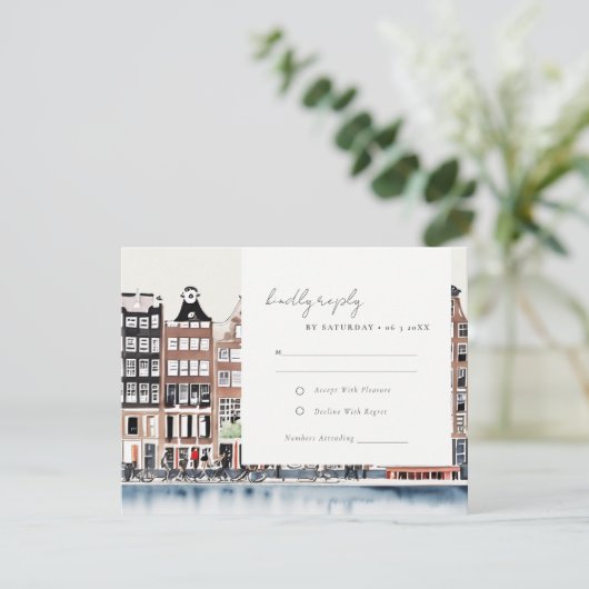 Amsterdam Nederlands landschapslandschap Waterverf RSVP Kaartje (Staand voorkant)