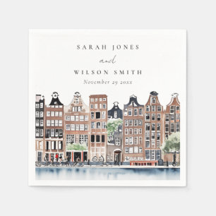 Amsterdam Nederlands landschapslandschap Waterverf Servet