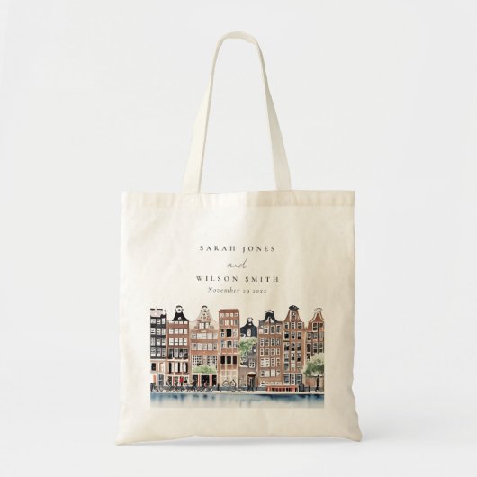 Amsterdam Nederlands landschapslandschap Waterverf Tote Bag (Voorkant)