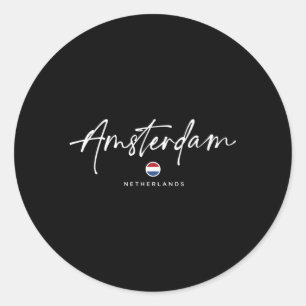 Amsterdam Nederlandse vlag Ronde Sticker