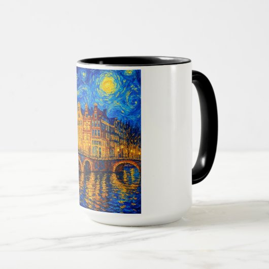 Amsterdam Night Mug – Van Gogh Inspired Canal Ligh (Devant droit)