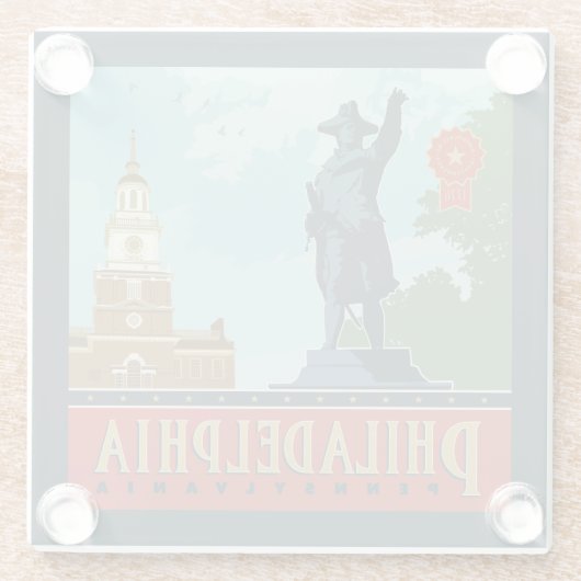 Amsterdam, PA | Independence Hall Glazen Onderzetter (Achterkant)