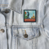 Amsterdam, PA | Independence Hall Vierkante Button 5,1 Cm (In situ)