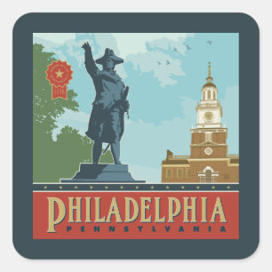 Amsterdam, PA Independence Hall Vierkante Sticker
