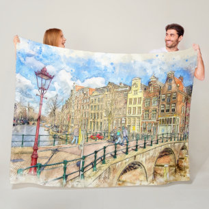 AMSTERDAM PAINTING FLEECE DEKEN