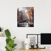 Amsterdam Pays-Bas Art Print Travel Poster (Bureau à domicile)