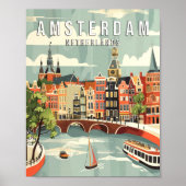 Amsterdam Pays-Bas Poster Art Impression, Ville Ré (Devant)