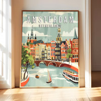 Amsterdam Pays-Bas Poster Art Impression, Ville Ré