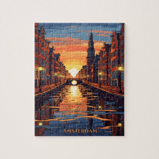 Amsterdam Postcard Holland Vintage Travel Legpuzzel (Verticaal)
