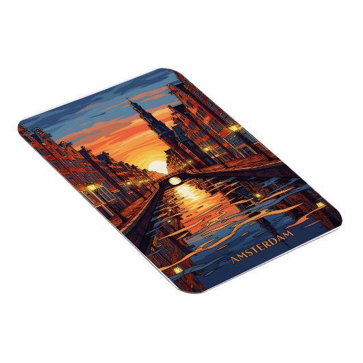 Amsterdam Postcard Holland Vintage Travel Magneet (Rechterzijde)