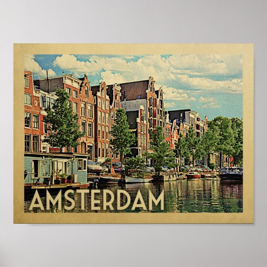 Amsterdam Poster Vintage Travel Print Nederland (Voorkant)