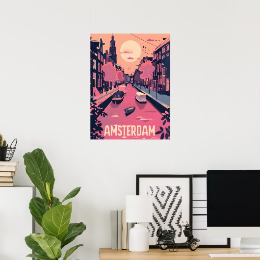 Amsterdam Reizen en Kunst Poster (Thuiskantoor)