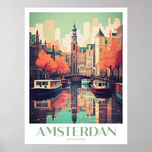 Amsterdam Reizen Print Muurkunst (Voorkant)