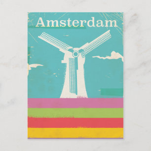 Amsterdam retro vintage reisposter briefkaart