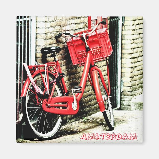 Amsterdam - Rode fiets, Nederland (Fridge Magnet) Magneet (Voorkant)